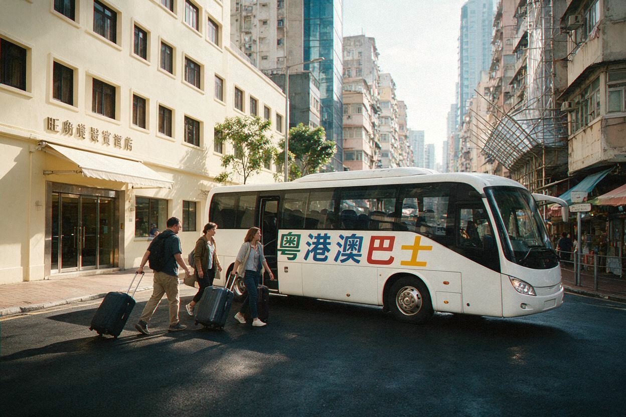 文章开篇场景：香港跨境巴士：旺角维景