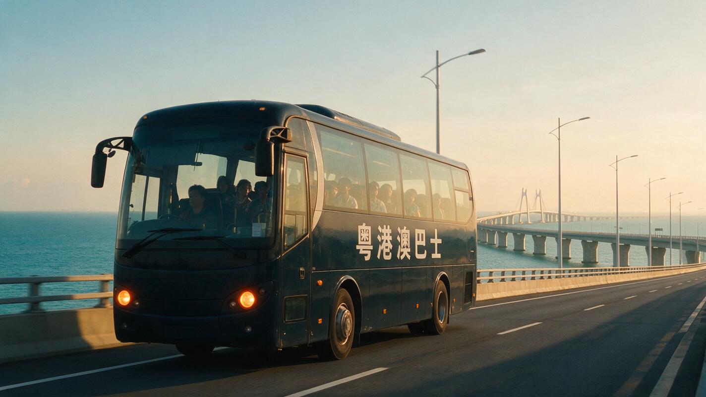 文章中段场景：说真的，跨境巴士比船便宜，比自驾省心，特别适合家庭出游。上次我带着
