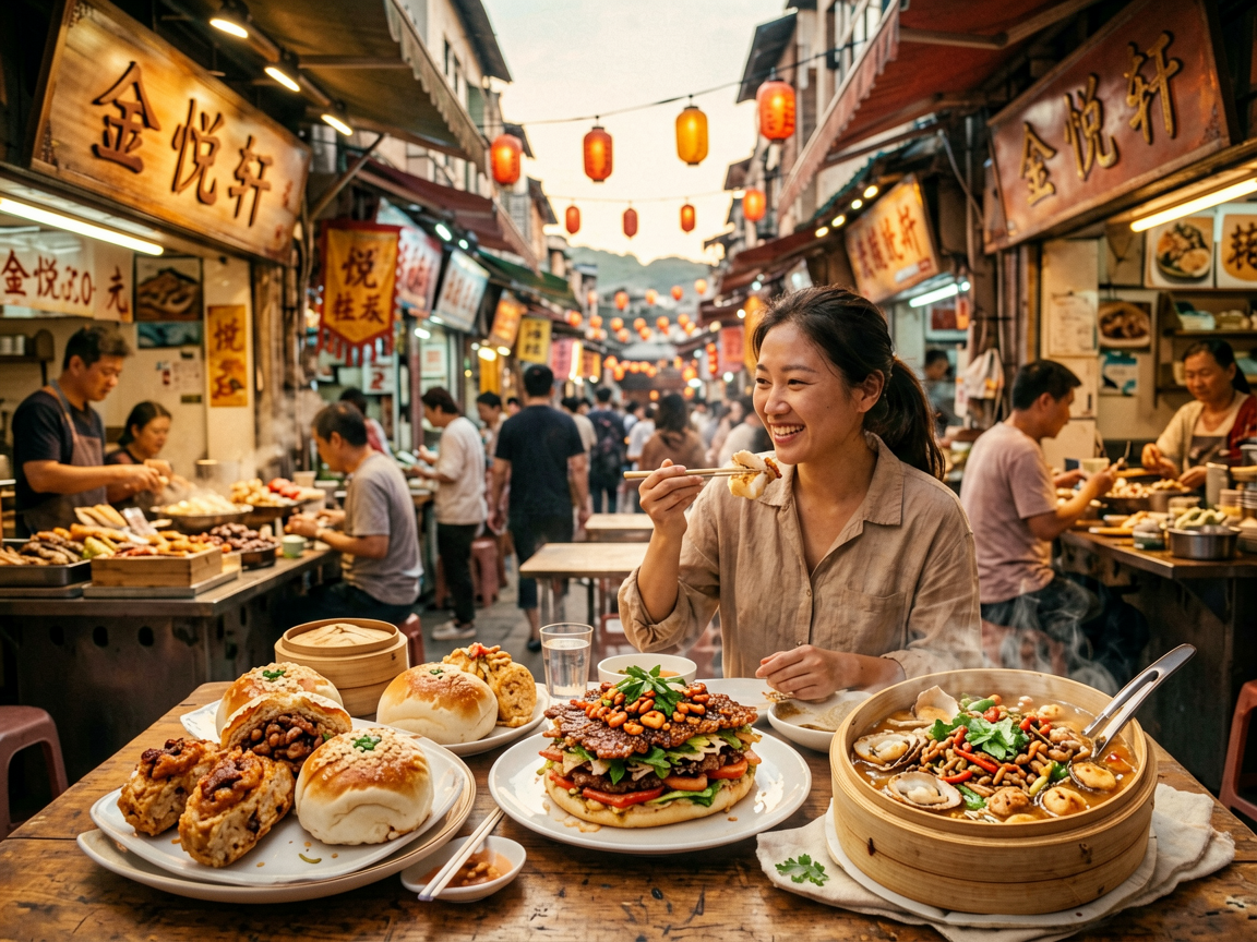 文章中段场景：海湾食街：人均30-80元，葡挞、猪扒包、海鲜粥都不错，带娃吃很合适。金悦轩：人均150-300元，粤式早茶和海鲜是招牌