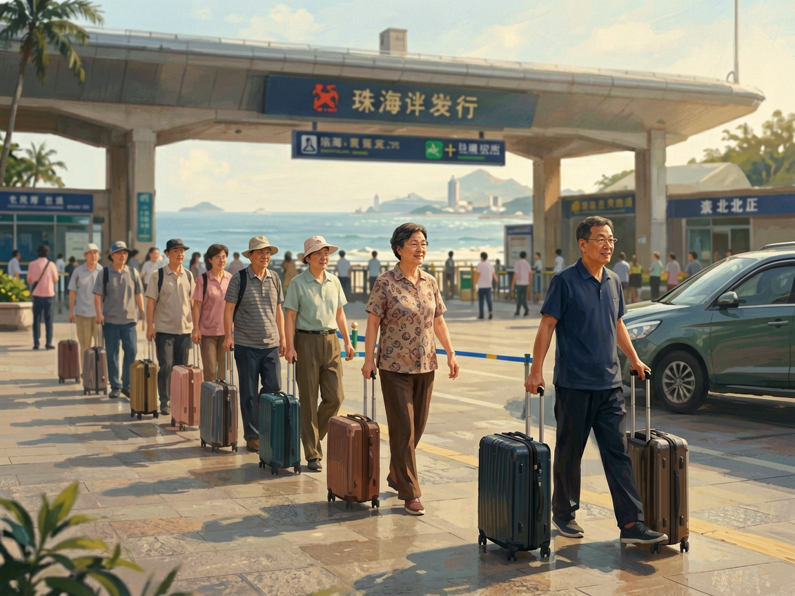 文章开篇场景：说真的，每次带爸妈从珠海去澳门，最怕的就是过关排队排到怀疑人生，好不容易过了关还得拖着行李找车。后来发现拱北口岸广场就有