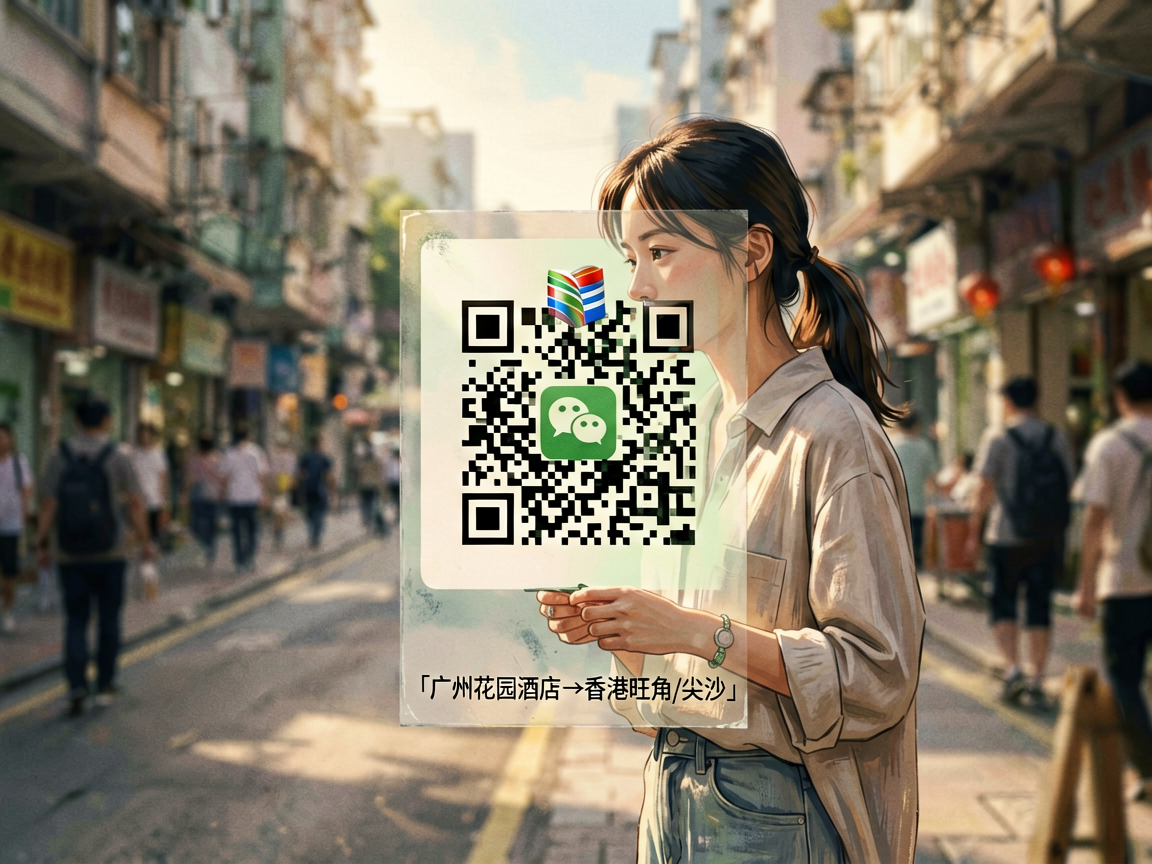文章中段场景：🎫 购票方式：微信小程序3分钟搞定最推荐的方式是微信搜索「粤港澳巴士」小程序直接购票。选择「广州花园酒店→香港旺角/尖沙