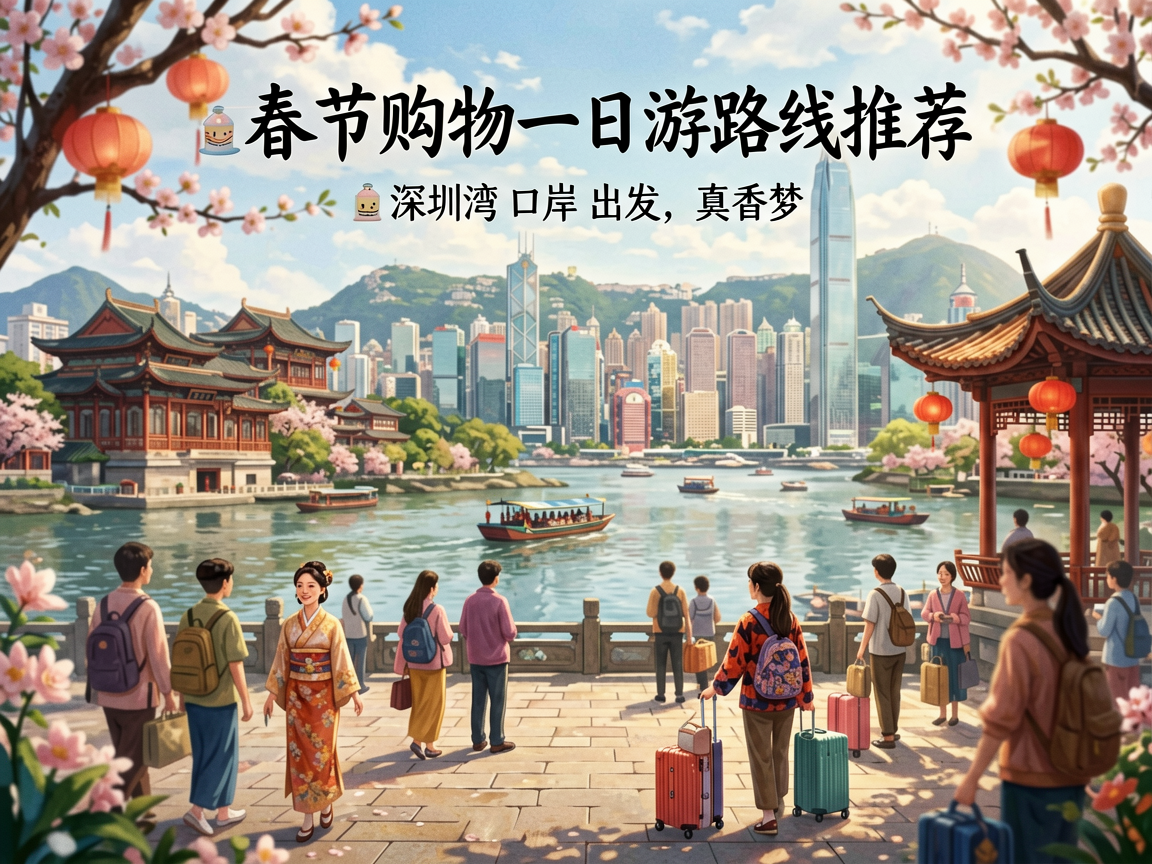 文章中段场景:🗓️ 春节购物一日游路线推荐:深圳湾口岸出发以下两条路线适合春节前购物季,一天往返深圳和香港,时间安排紧凑但不赶: